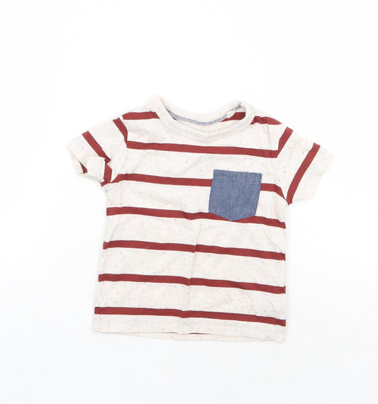 NEXT Boys Ivory Striped  Basic T-Shirt Size 3-6 Months