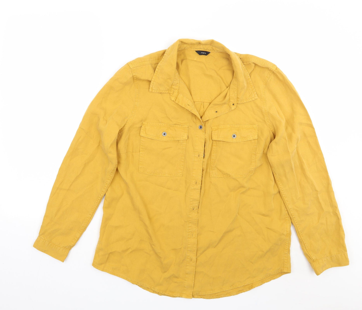 kM&co Womens Yellow   Basic Button-Up Size 14