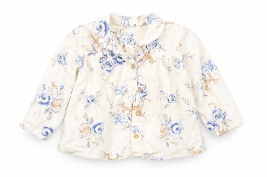 Nutmeg Girls White Floral  Basic Button-Up Size 12 Months