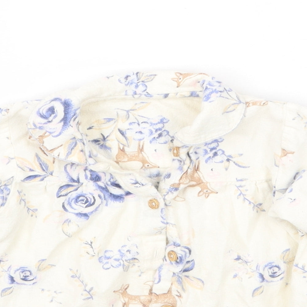 Nutmeg Girls White Floral  Basic Button-Up Size 12 Months