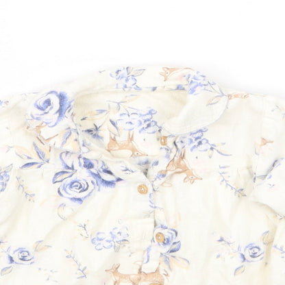 Nutmeg Girls White Floral  Basic Button-Up Size 12 Months