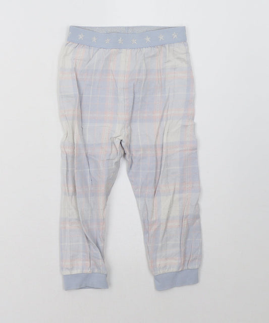 Marks and Spencer Girls Blue Check   Pyjama Pants Size 2-3 Years