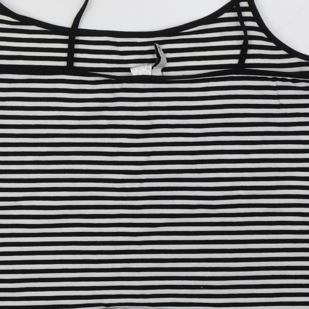 H&M Womens White Striped  Basic Tank Size L