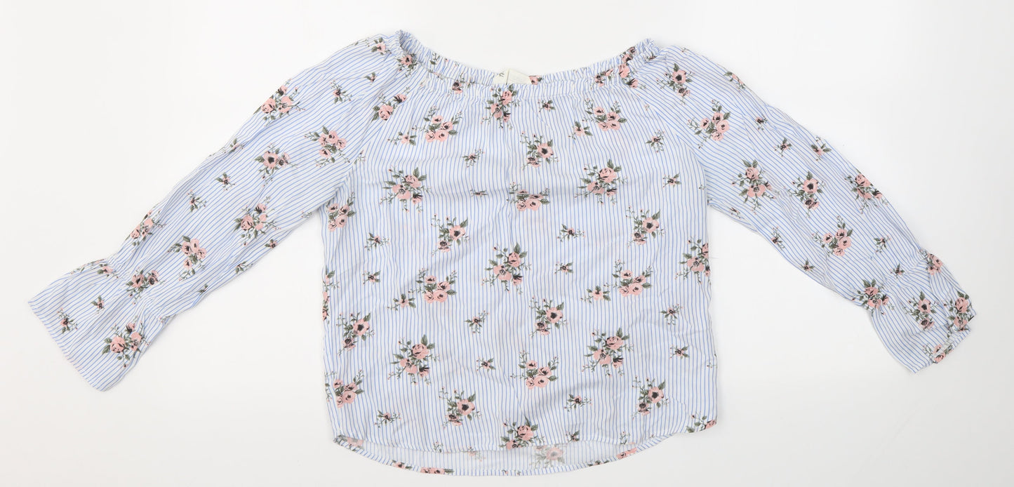 H&M Girls Blue Striped  Basic Blouse Size 13-14 Years