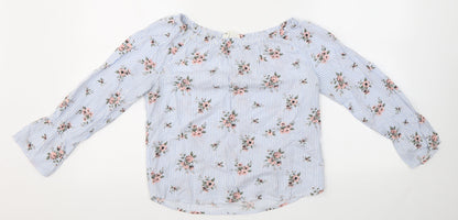 H&M Girls Blue Striped  Basic Blouse Size 13-14 Years