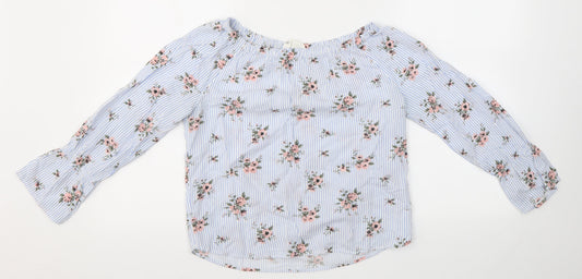H&M Girls Blue Striped  Basic Blouse Size 13-14 Years