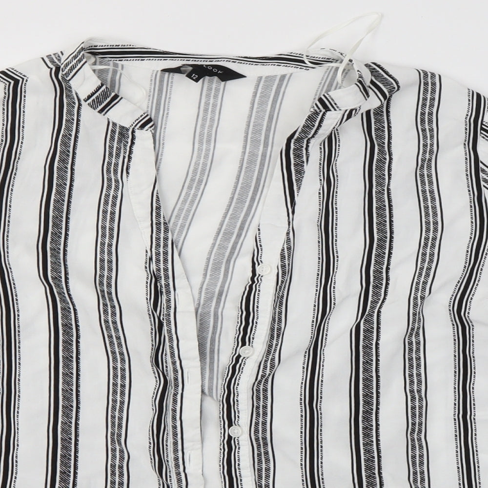New Look Womens Multicoloured Striped  Basic Button-Up Size 12