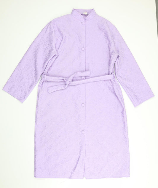 Preworn Womens Purple Floral   Robe   - Lilac Mandarin Collar Embossed pattern