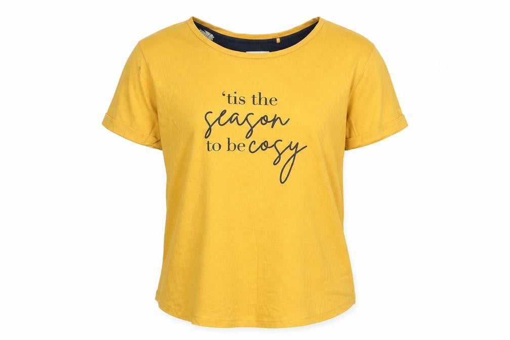 Next Womens Yellow Solid   Pyjama Top Size S  - Tis the season to be cosy Mustard Colour