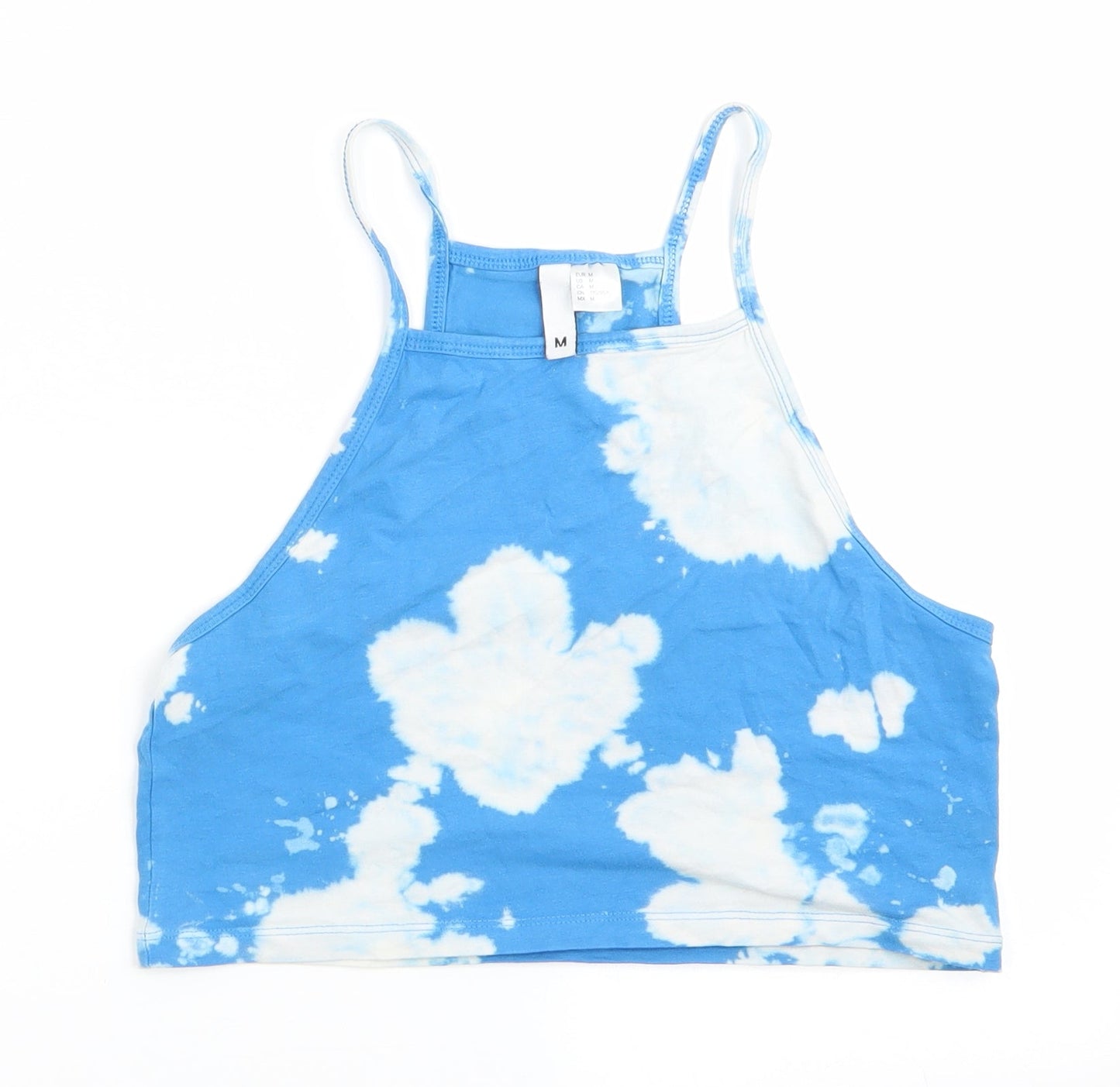 Divided Womens Blue Geometric  Cropped Tank Size M  - Tye Dye effect