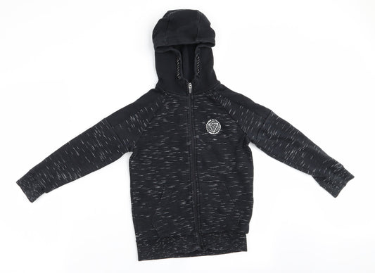 Florence and Fred Boys Black   Full Zip Hoodie Size 6-7 Years  - Future - white dash pattern