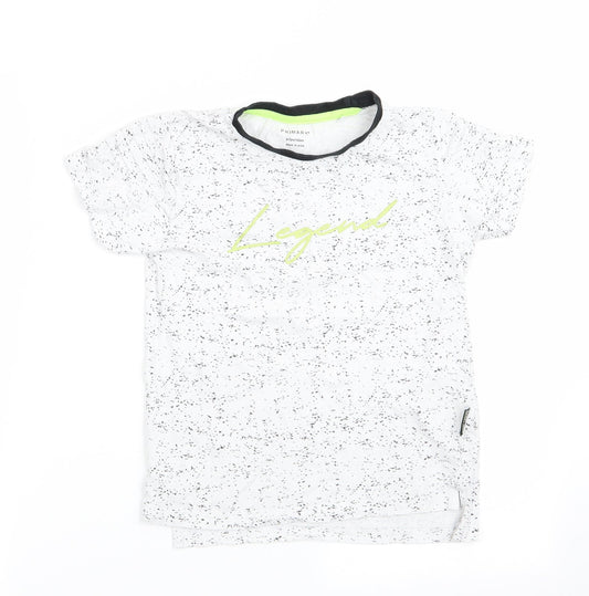 Primark Boys Ivory   Basic T-Shirt Size 6-7 Years  - Legend - black fleck print
