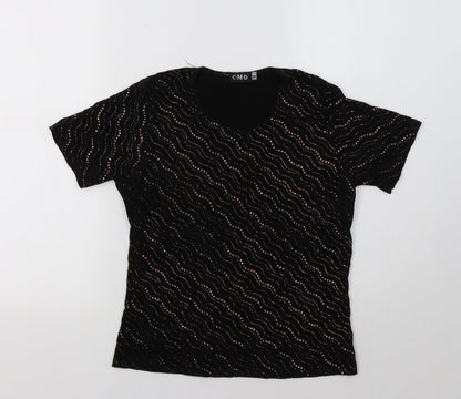 CMD Womens Black Geometric  Basic Blouse Size M