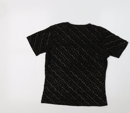 CMD Womens Black Geometric  Basic Blouse Size M