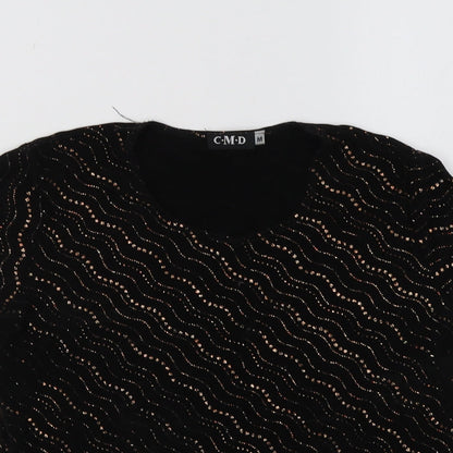 CMD Womens Black Geometric  Basic Blouse Size M