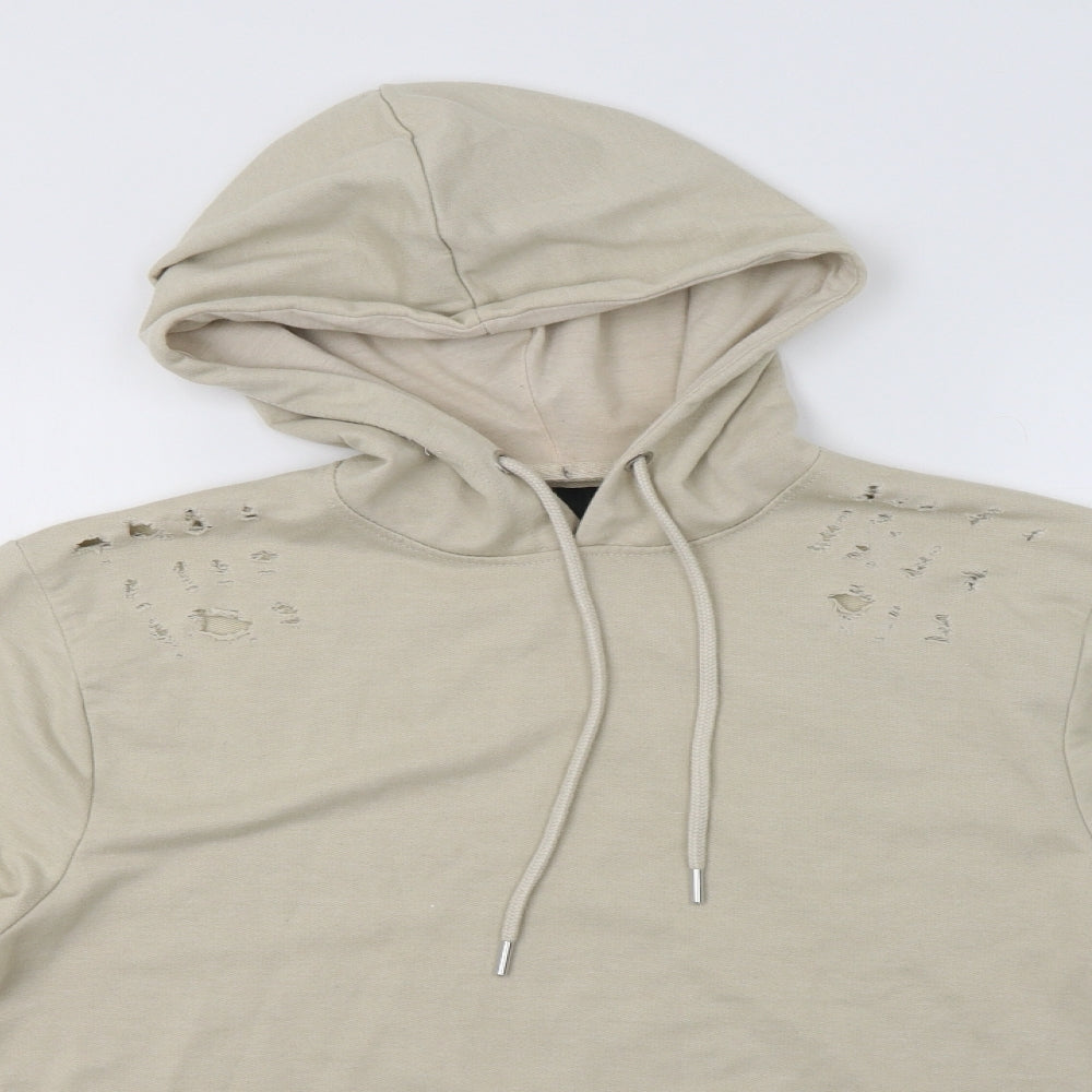 Boohoo Man Mens Beige   Pullover Hoodie Size S