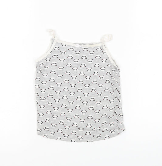 Primark Girls Multicoloured Animal Print  Basic Tank Size 4-5 Years  - Panda