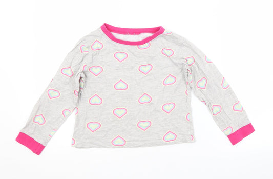 Preworn Girls Grey Geometric  Basic T-Shirt Size 5-6 Years