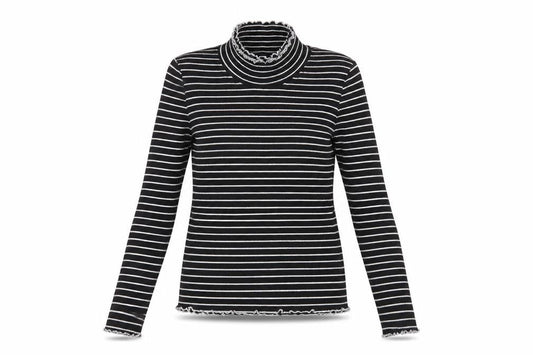 Essentials Womens Black Striped  Basic T-Shirt Size 12
