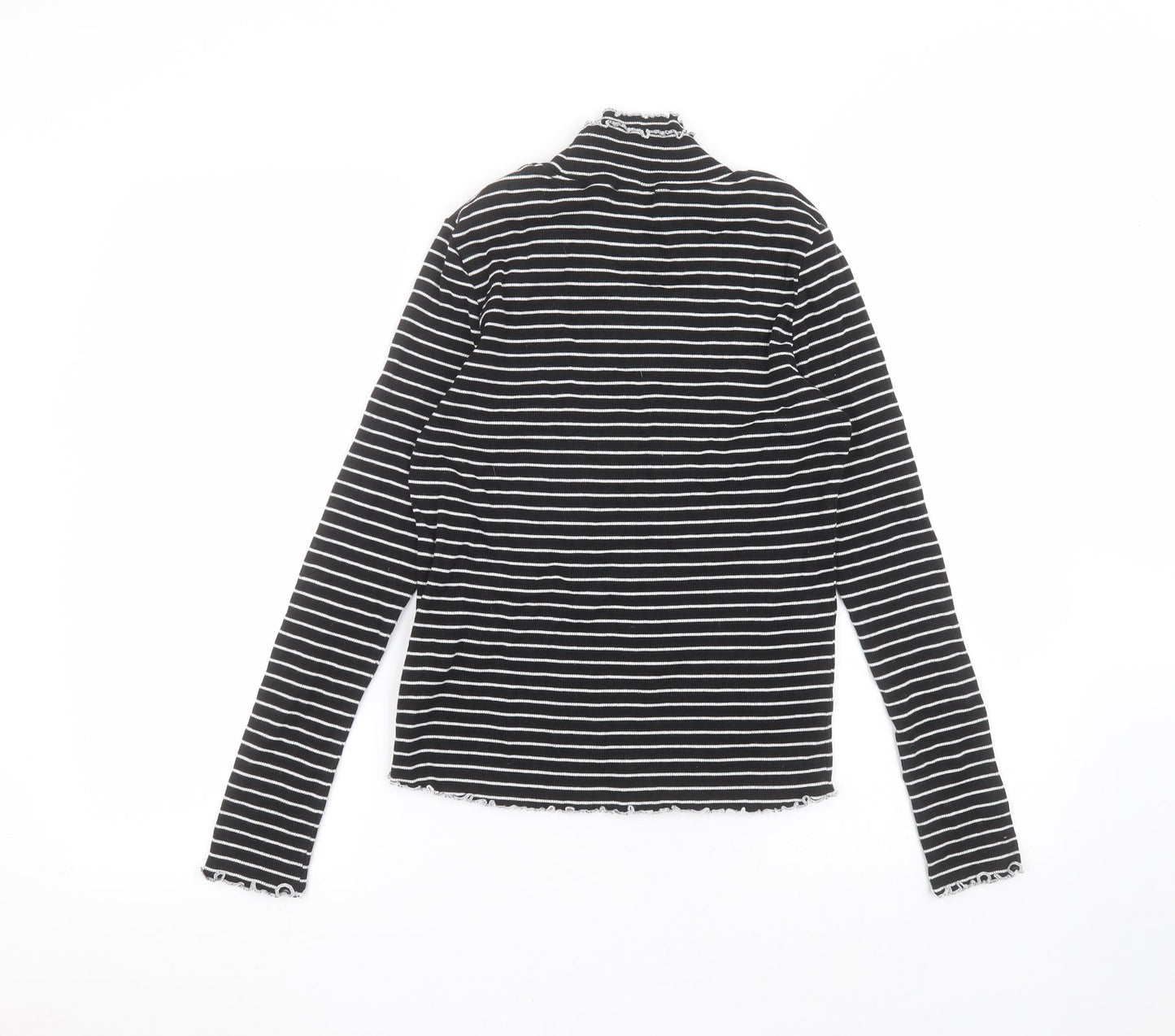 Essential Womens Black Striped  Basic T-Shirt Size 12