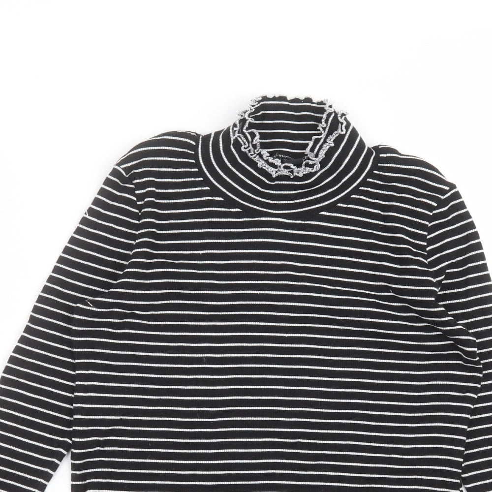 Essential Womens Black Striped  Basic T-Shirt Size 12