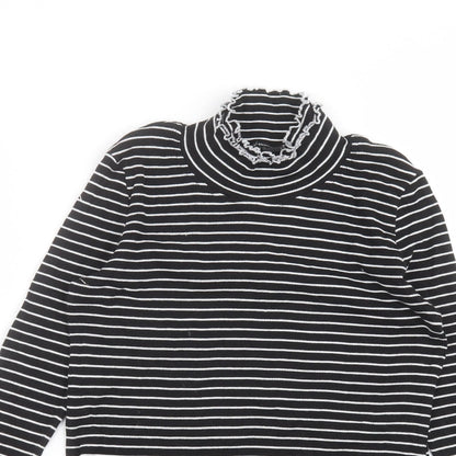 Essentials Womens Black Striped  Basic T-Shirt Size 12