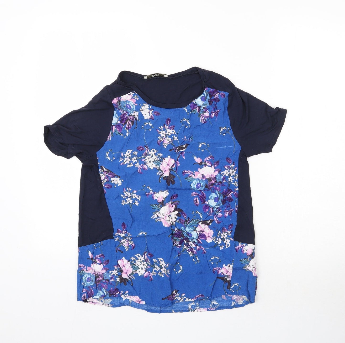 Oasis Womens Blue Floral  Basic Blouse Size S