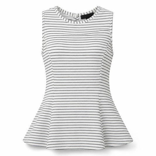 Atmosphere Womens White Striped  Basic Blouse Size 10