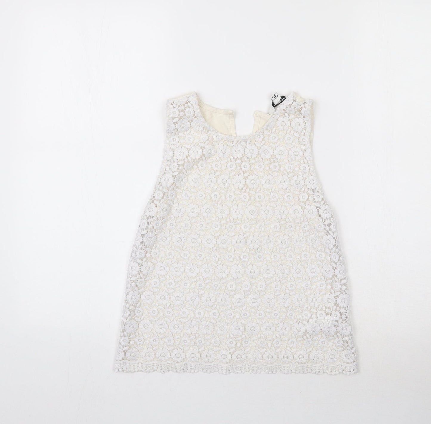 New Look Womens White  Lace Basic Blouse Size 8