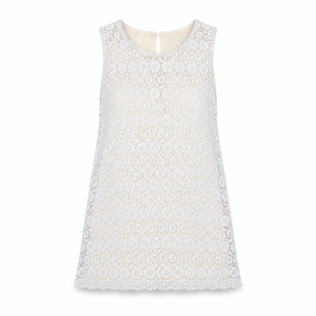 New Look Womens White  Lace Basic Blouse Size 8