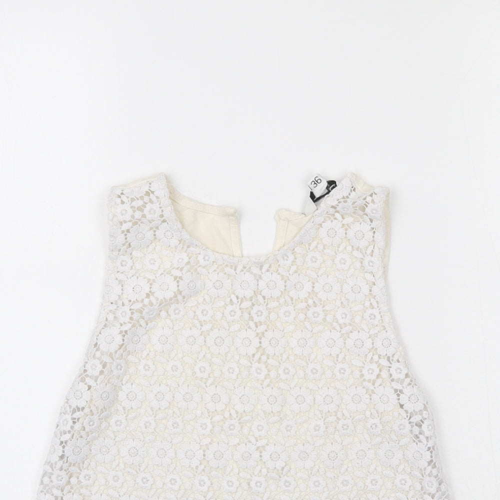 New Look Womens White  Lace Basic Blouse Size 8