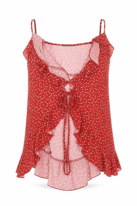 SHEIN Womens Red Geometric  Basic Blouse Size S