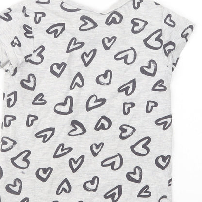 George Girls Grey Geometric  Basic T-Shirt Size 3-4 Years