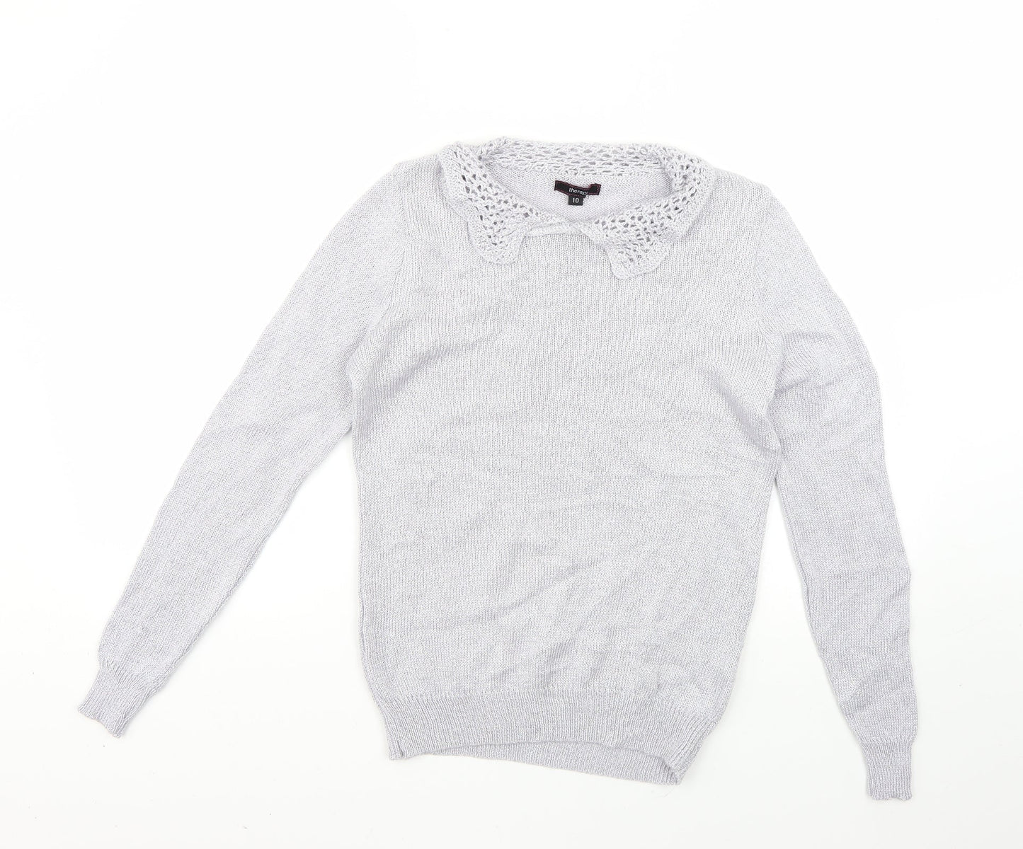 Therapy Womens Silver   Pullover Jumper Size 10