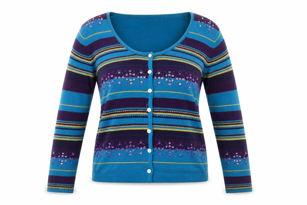 Style Womens Multicoloured Geometric  Cardigan Jumper Size 12