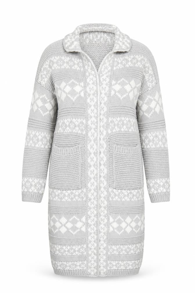 Dorothy Perkins Womens Grey Geometric  Cardigan Jumper Size M