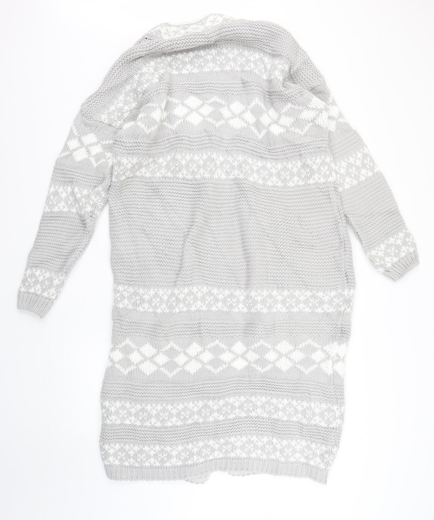 Dorothy Perkins Womens Grey Geometric  Cardigan Jumper Size M