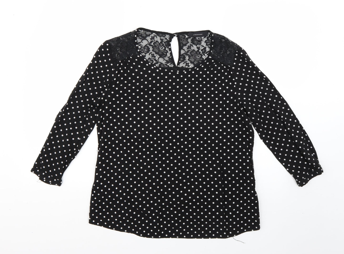 Atmosphere Womens Black Polka Dot  Basic Blouse Size 10