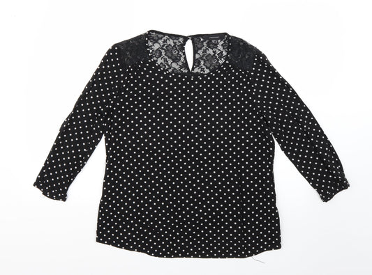 Atmosphere Womens Black Polka Dot  Basic Blouse Size 10