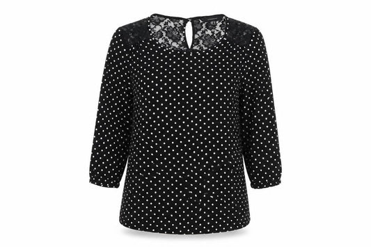 Atmosphere Womens Black Polka Dot  Basic Blouse Size 10