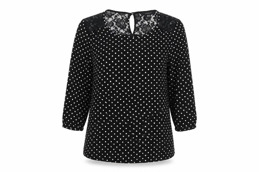 Atmosphere Womens Black Polka Dot  Basic Blouse Size 10