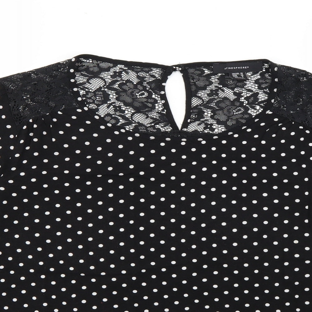 Atmosphere Womens Black Polka Dot  Basic Blouse Size 10