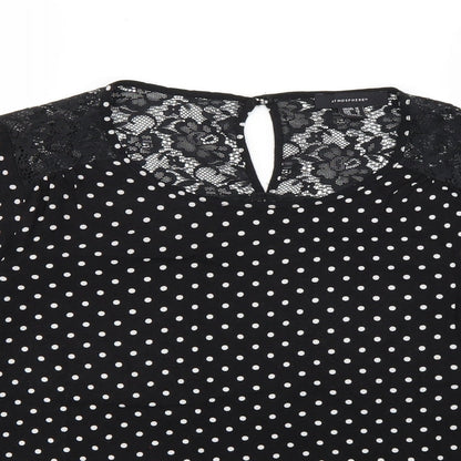 Atmosphere Womens Black Polka Dot  Basic Blouse Size 10