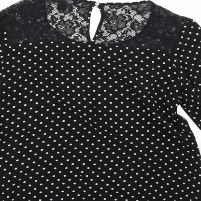 Atmosphere Womens Black Polka Dot  Basic Blouse Size 10