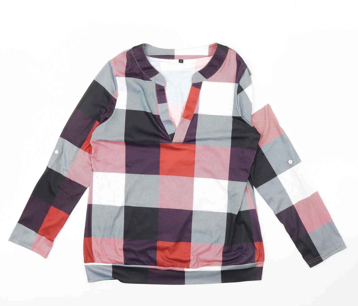 Preworn Womens Red Check  Basic Blouse Size M