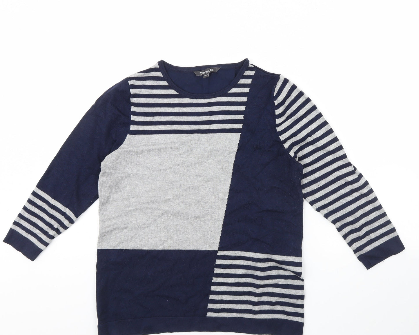 Bonmarche Womens Blue Striped  Pullover Jumper Size 12