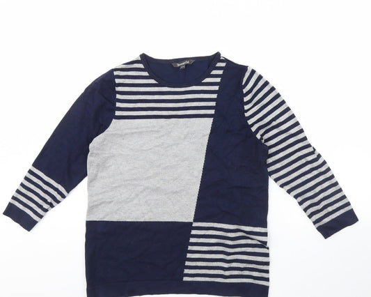 Bonmarche Womens Blue Striped  Pullover Jumper Size 12