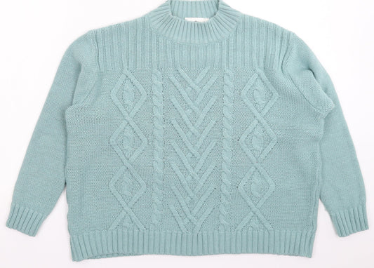 Afibel Womens Blue  Knit Pullover Jumper Size L