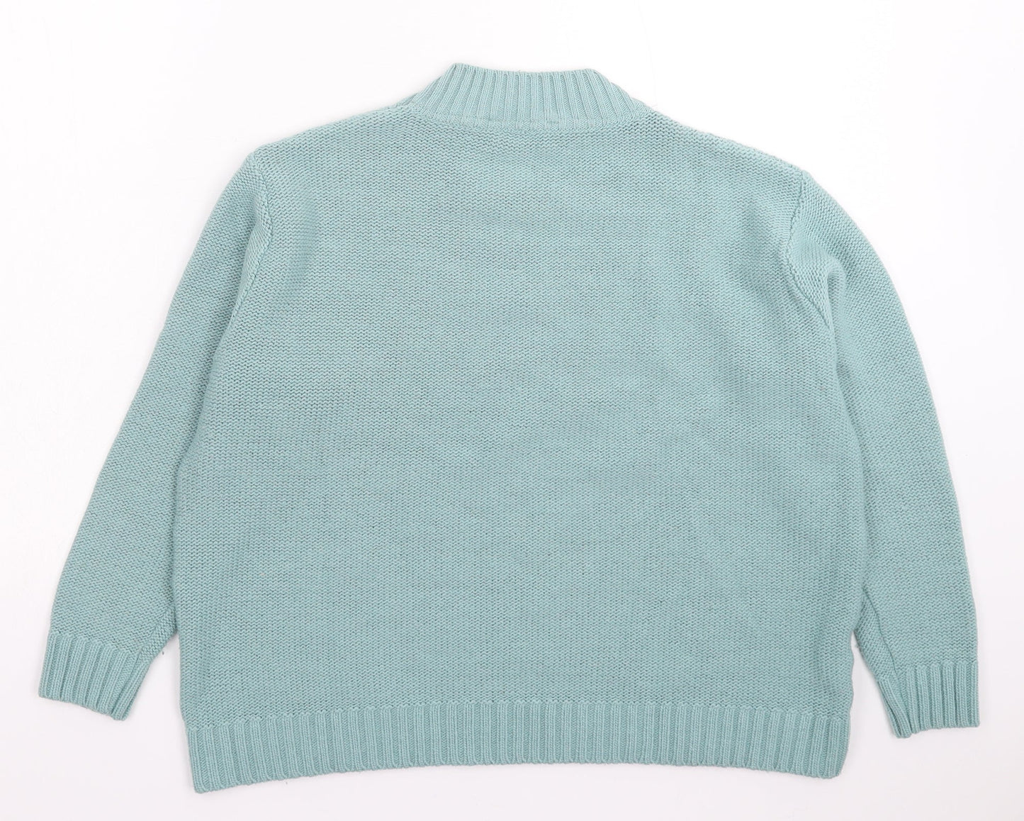 Afibel Womens Blue  Knit Pullover Jumper Size L