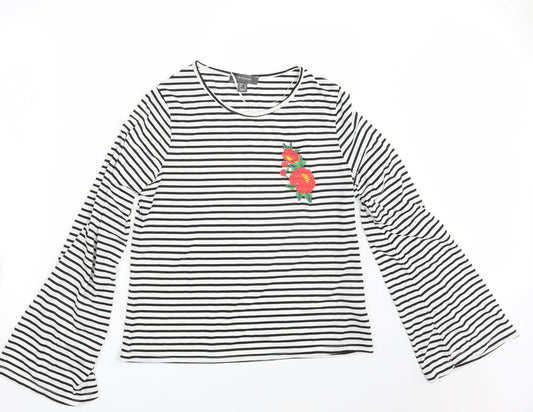 Primark Womens White Striped  Pullover Sweatshirt Size 14